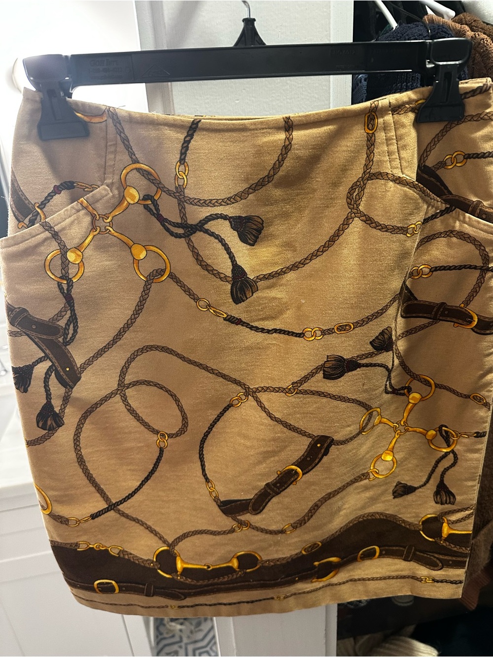 Vintage Talbots Beige Pencil Skirt with Rope and Bit Print